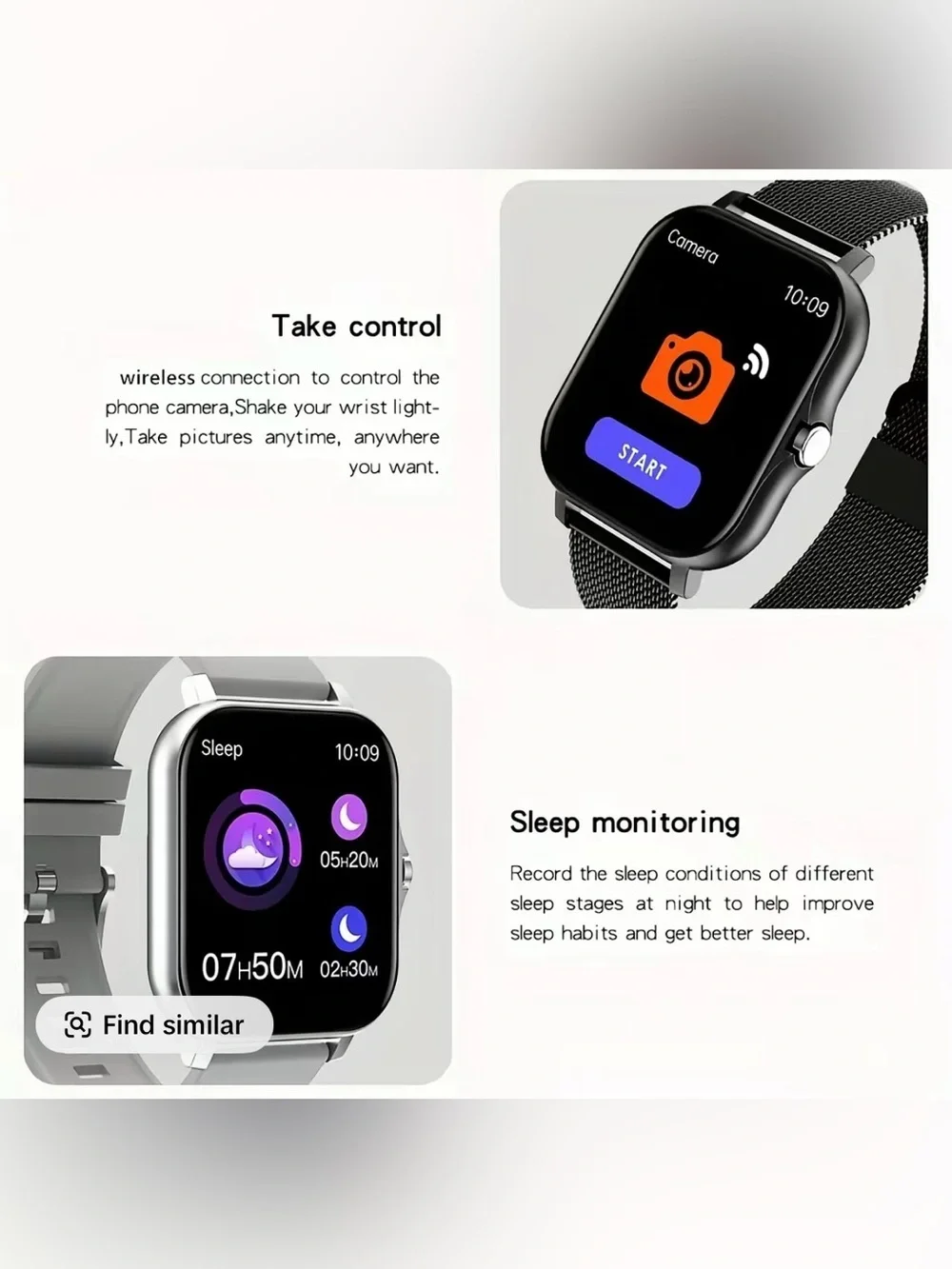 Black Slim Smartwatch with Black Band